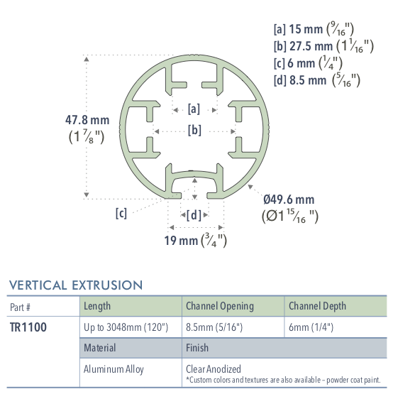 Specifications for TR1100/72/L