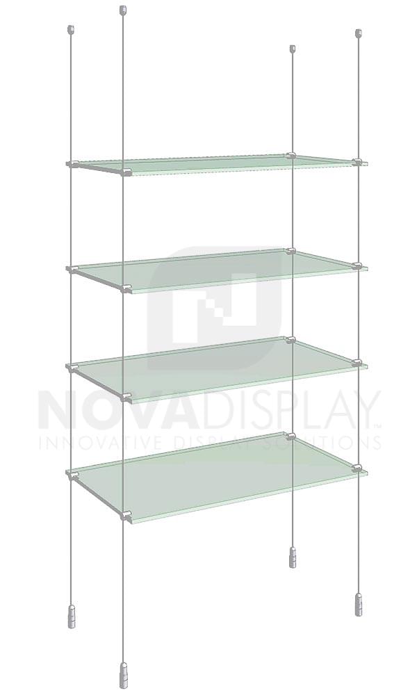 Cable Suspended Glass Shelving Kit with Tempered Glass Shelves
