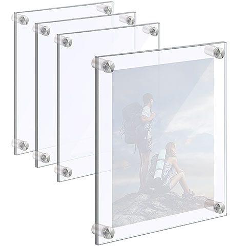 Wall Mounted/Acrylic Picture Frames with Standoffs. Set of 1/4″ Clear & 1/8″ Non-Glare Acrylic Panels with Laser-Cut Polished Edges
