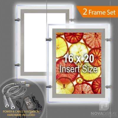 LP-1620P Glow-Edge LED Backlit Window Display with Cable Suspension Set / Insert Size 16" x 20"