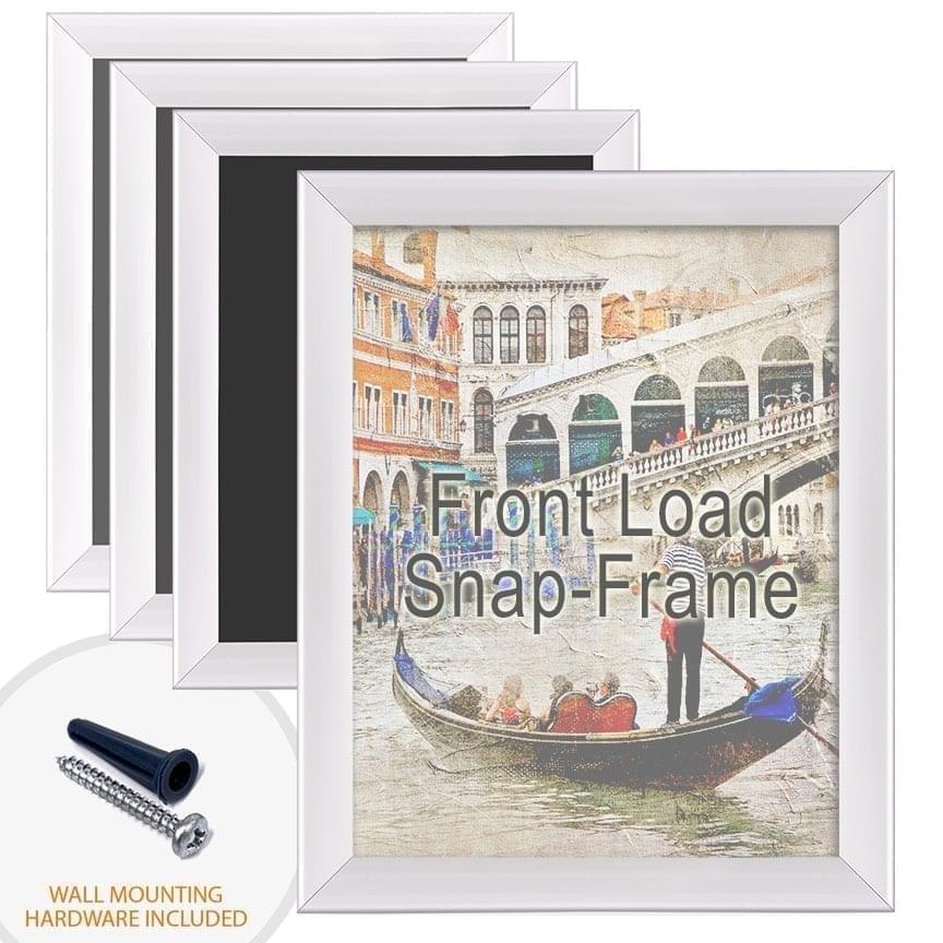 Aluminum Poster Snap Frames with Front Load Option for Thin Graphic Substrates / Round Frame Profile / 4 pcs