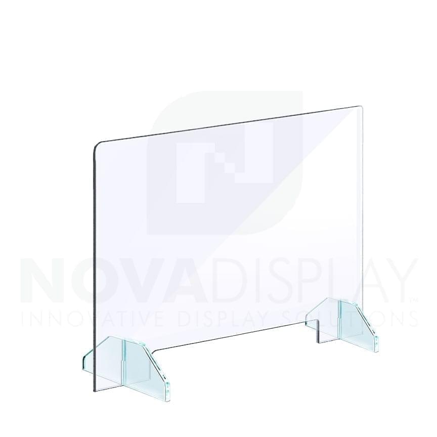 Clear Acrylic Sneeze Guard with Removable Acrylic Base / Free-standing