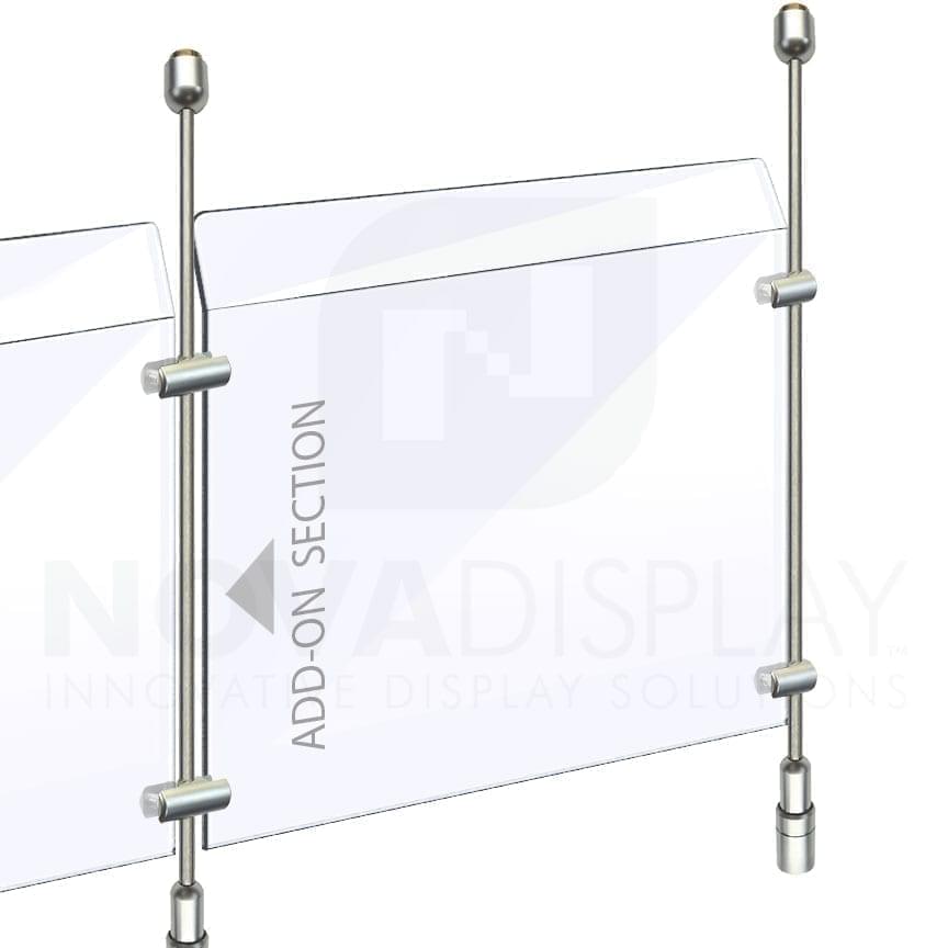 Countertop Acrylic Sneeze Guard / Modular – Suspended on 6mm Dia. Rod Display Systems (up to 10 feet high)