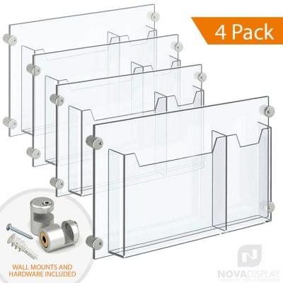 Wall Mounted Acrylic Leaflet Dispenser – Double Pocket. Insert Size: Letter–Tri-Fold / QTY 4