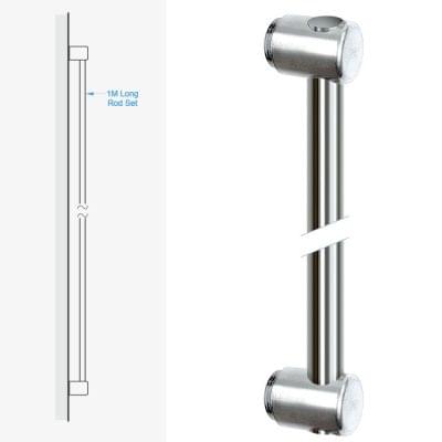 Wall-to-Wall Fixing Kit with 1.0M (3’ 3-3/8”) Long Rod — Stainless Steel | Nova Display Systems